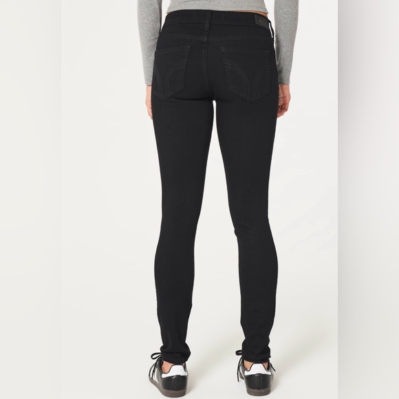 New! Hollister Skinny Zipper Low-Rise Black Super Skinny Jeans size 6S/7S/28W - Picture 4 of 4